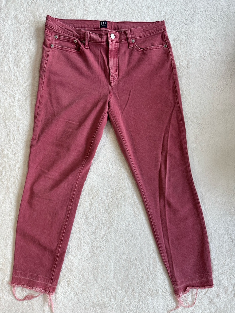 GAP True Skinny Wild Rose Pink Raw Hem Ankle Skinny Jeans 30R